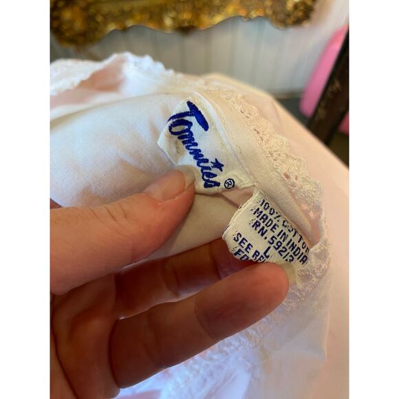 vintage 1980s pink cotton nightgown tommies cottagecore granny victorian m/l 38 - Picture 3 of 10